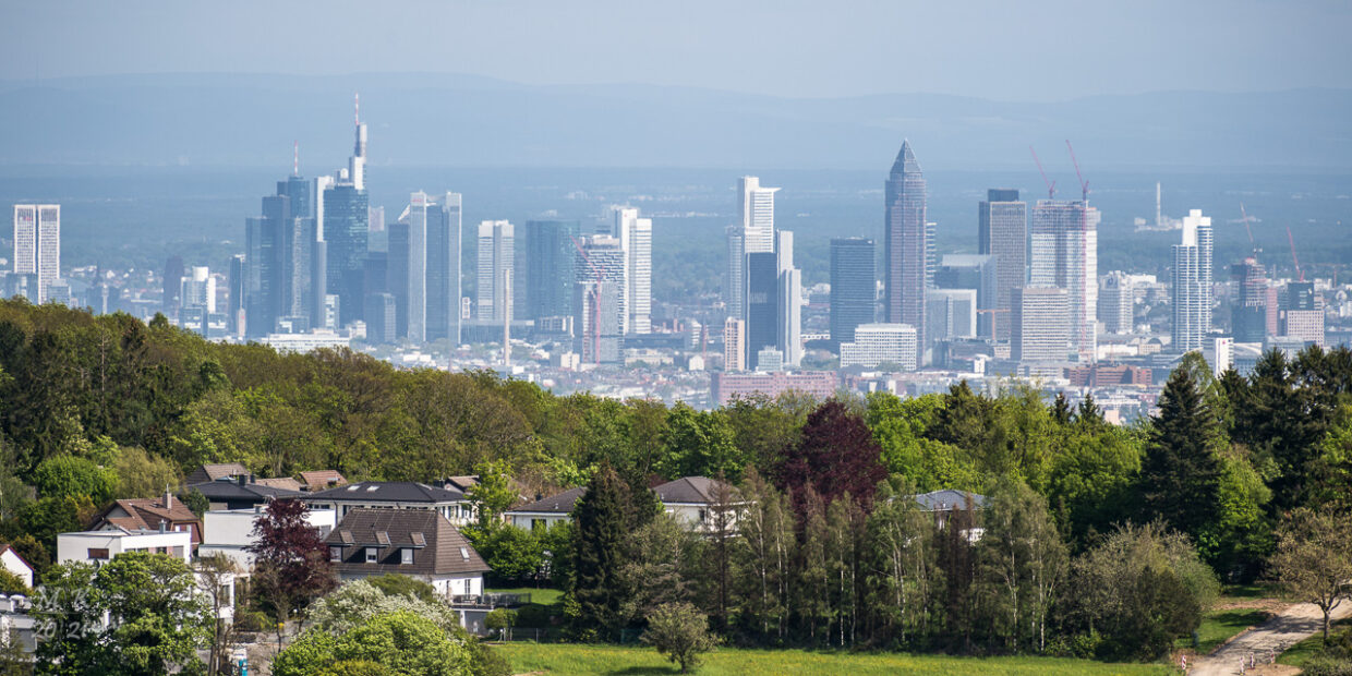Frankfurts Skyline im Nachmittagsdunst